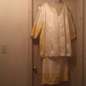 Gold and white 3 piece  skirt set.